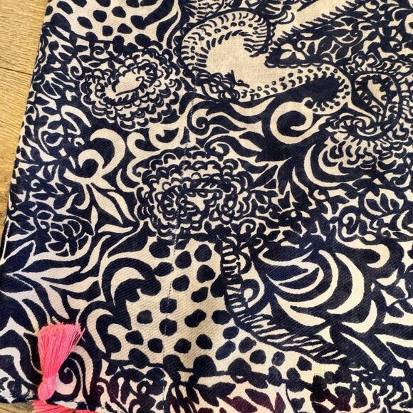 Lilly‎ Pulitzer Resort Infinity Loop Scarf Navy High Tide Vaca Paisley Animal - Picture 7 of 8